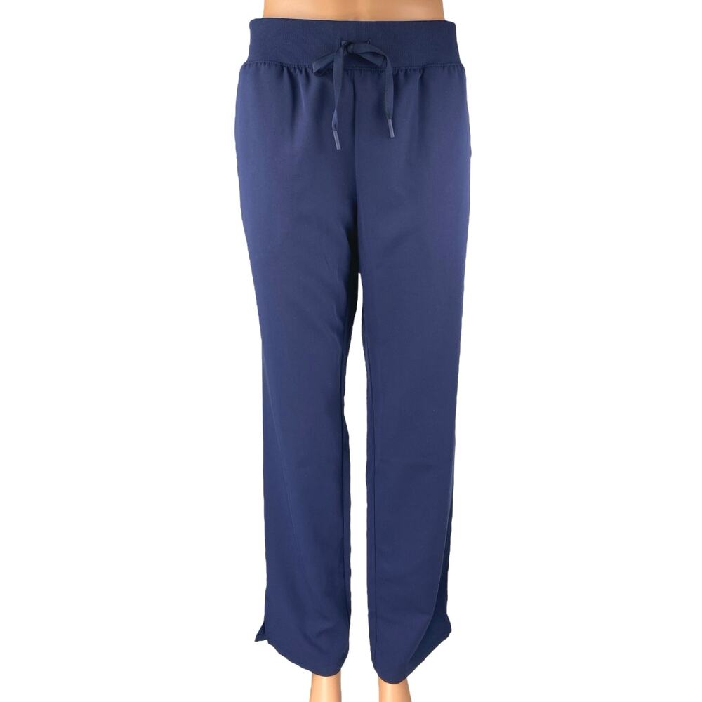 Jaanuu Womens Navy Blue High Rise Drawstring Straight Trousers Sweat Pant Size M